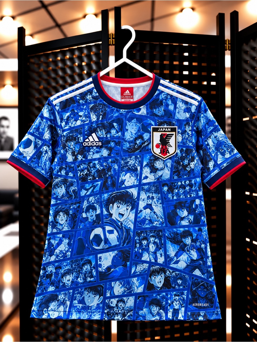 Japan Blue Anime Soccer Jersey with Red Trim